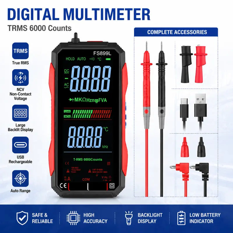 Digital Multimeter - True RMS Auto-Ranging For Easier Electrical Testing