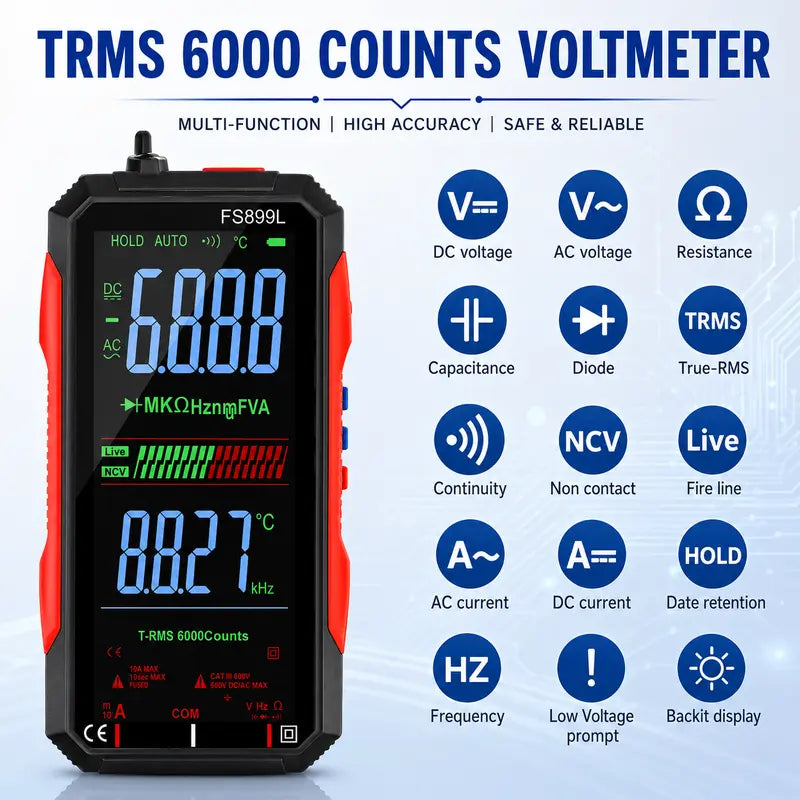 Digital Multimeter - True RMS Auto-Ranging For Easier Electrical Testing