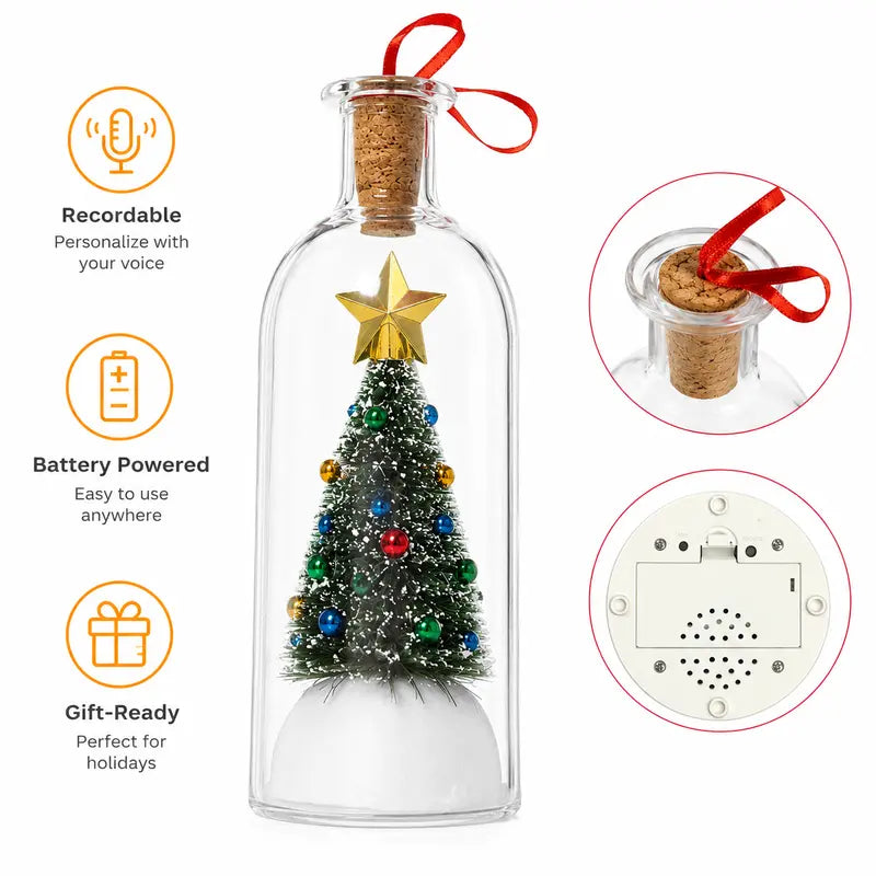 Recordable Christmas Message Bottle Ornament - Save Your Voice For A Meaningful Holiday Keepsake