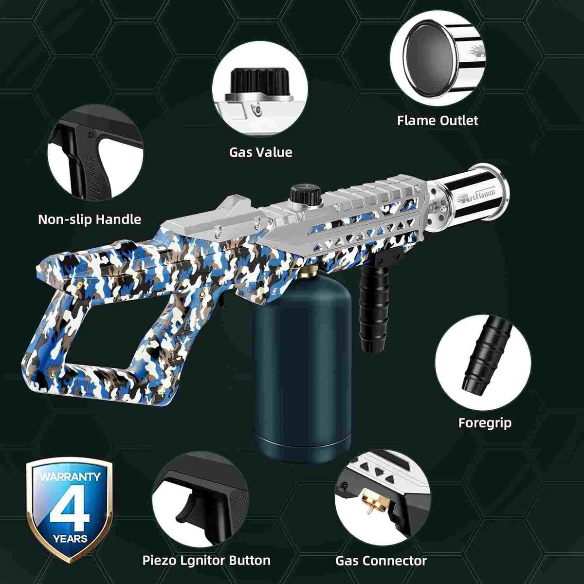 Powerful Propane Torch Flamethrower with Instant Piezo Ignition