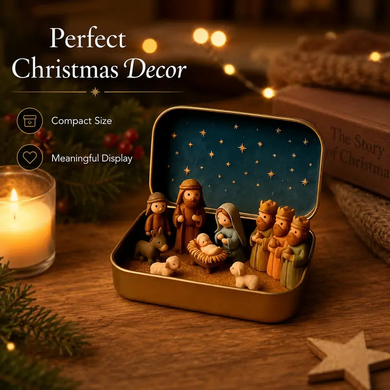 Pocket-Size Nativity Set – Tiny Storage Box For Christmas Display Anywhere