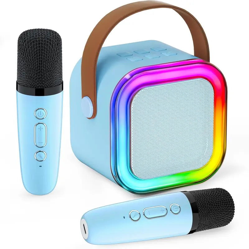 Mini Portable Bluetooth Karaoke Machine with Dual Wireless Microphones
