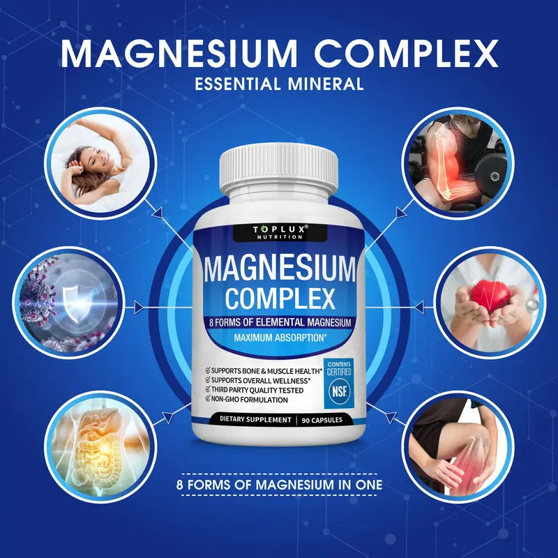Toplux Magnesium Complex 8 Essential Magnesium Supplement | Buy 1 Get 1 Free