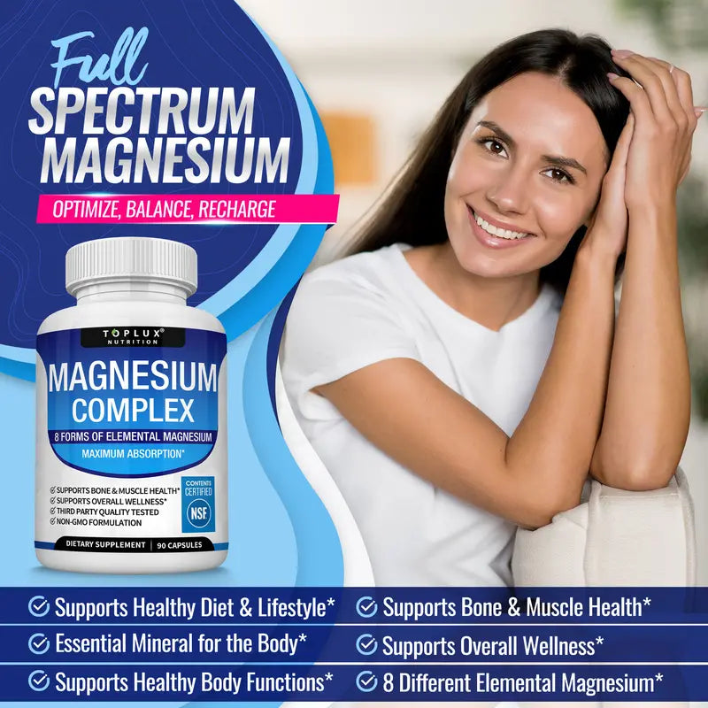 Toplux Magnesium Complex 8 Essential Magnesium Supplement | Buy 1 Get 1 Free