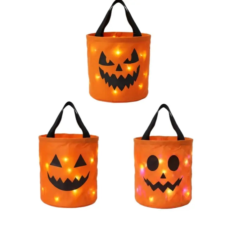 Halloween LED Light Candy Pumpkin Candy Bucket Sets