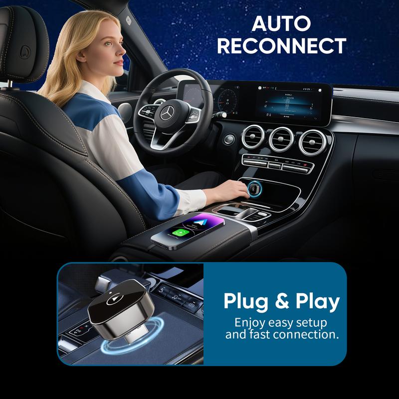 Wireless CarPlay & Android Auto Adapter: Instant Auto-Connect 2-in-1 Converter