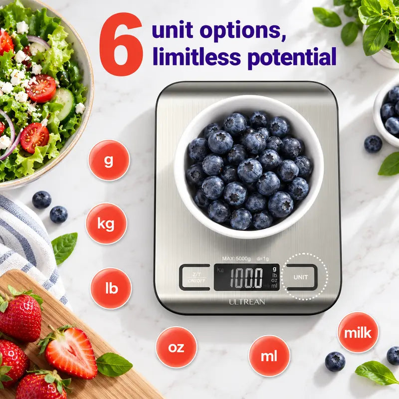 Ultra-Precision Digital Kitchen Food Scale - 1g High Accuracy & Easy Clean Stainless Steel