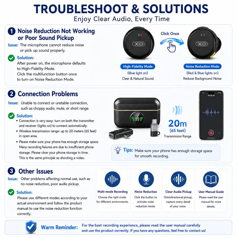 Ultra-Clear Wireless Lavalier Microphone with Smart LED Charging Case