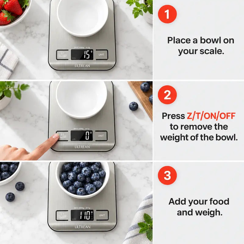 Ultra-Precision Digital Kitchen Food Scale - 1g High Accuracy & Easy Clean Stainless Steel