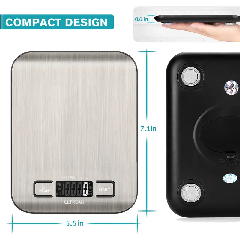 Ultra-Precision Digital Kitchen Food Scale - 1g High Accuracy & Easy Clean Stainless Steel