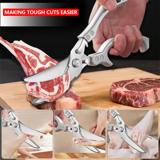 Heavy-Duty Kitchen Shears - Sharp Stainless Steel Blades With Ergonomic Grip For Effortless Food Preparation