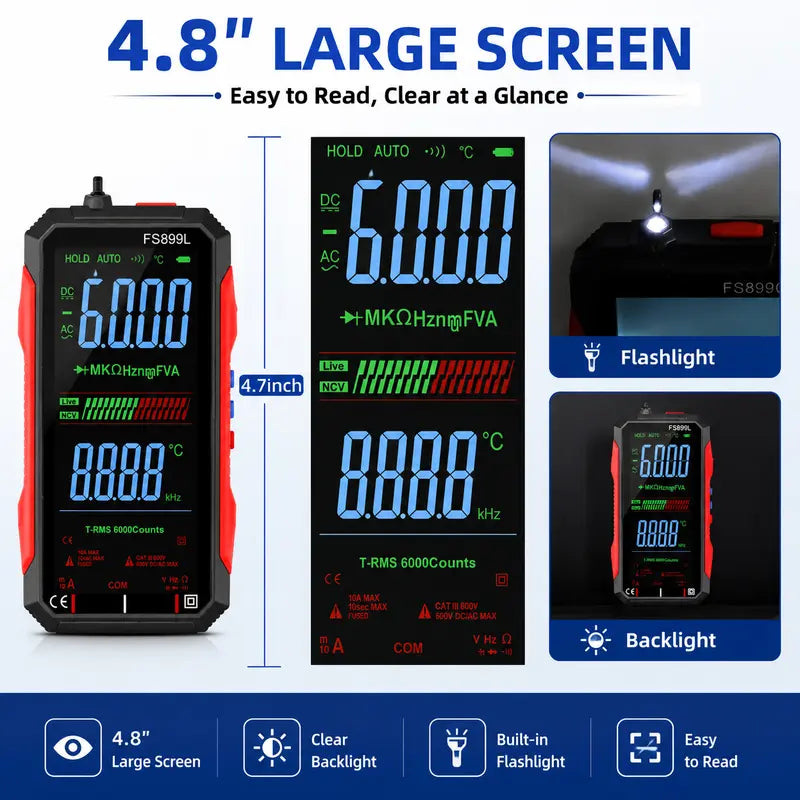 Digital Multimeter - True RMS Auto-Ranging For Easier Electrical Testing