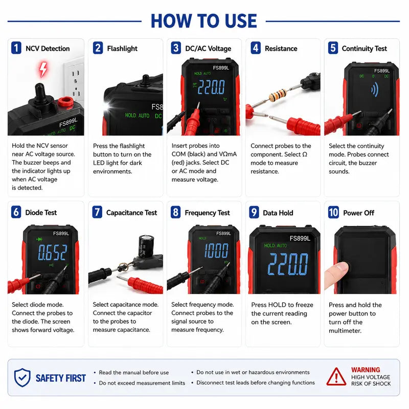 Digital Multimeter - True RMS Auto-Ranging For Easier Electrical Testing