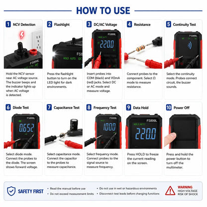 Digital Multimeter - True RMS Auto-Ranging For Easier Electrical Testing