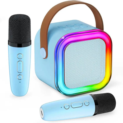 Mini Portable Bluetooth Karaoke Machine with Dual Wireless Microphones
