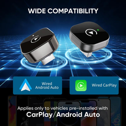 Wireless CarPlay & Android Auto Adapter: Instant Auto-Connect 2-in-1 Converter
