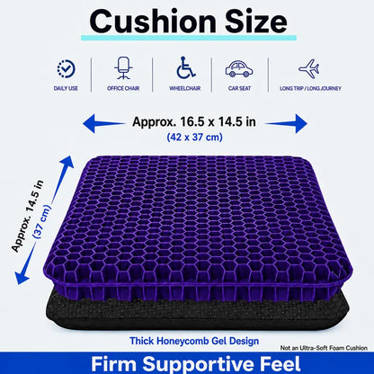Ergonomic Gel Seat Cushion for Instant Back & Tailbone Pressure Relief