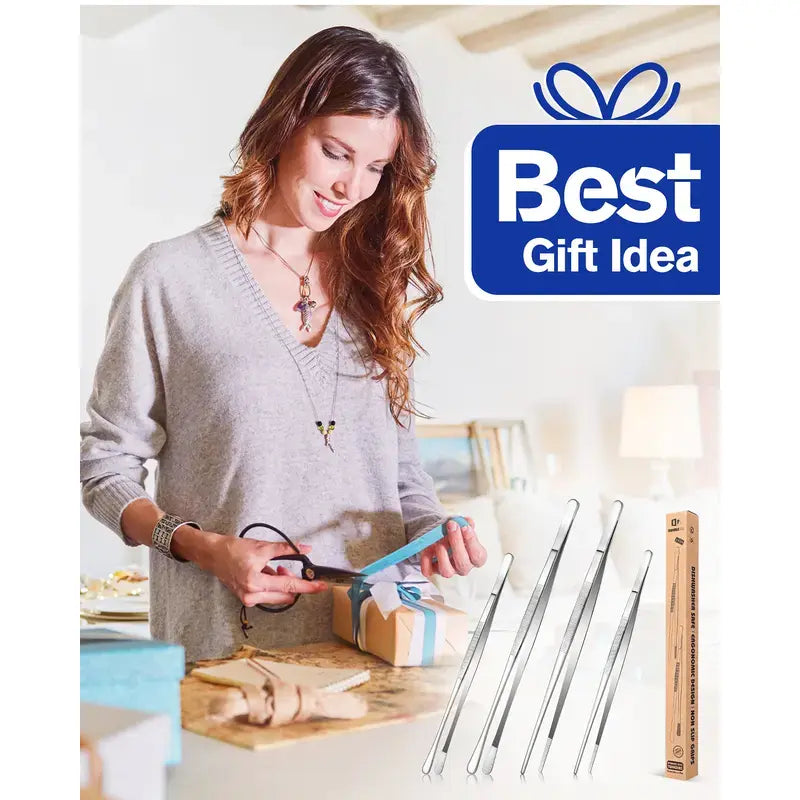Precision Stainless Steel Culinary Tweezer Set For Chef-Grade Cooking & Plating