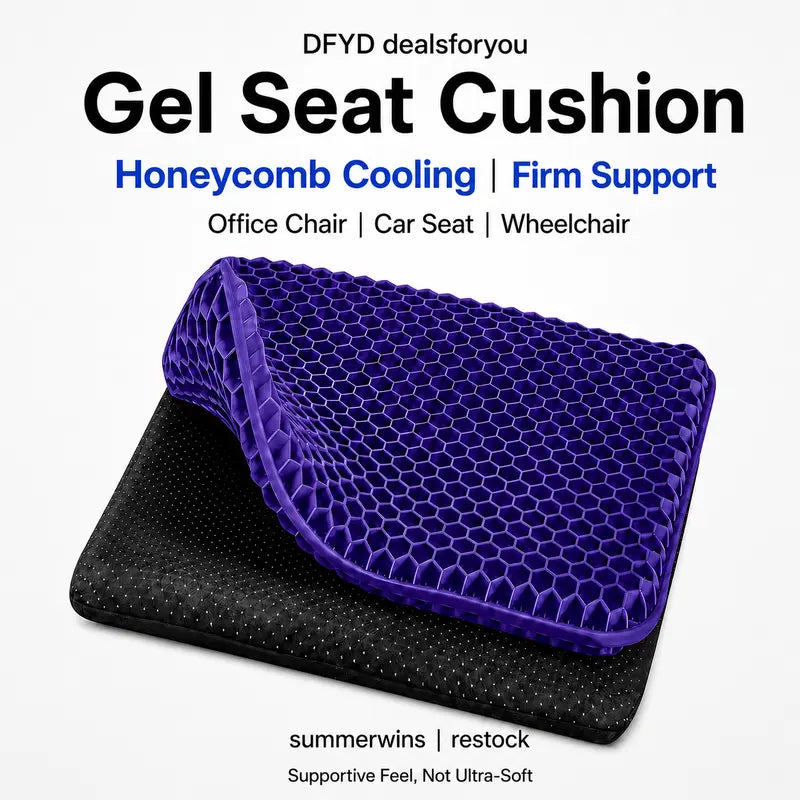 Ergonomic Gel Seat Cushion for Instant Back & Tailbone Pressure Relief