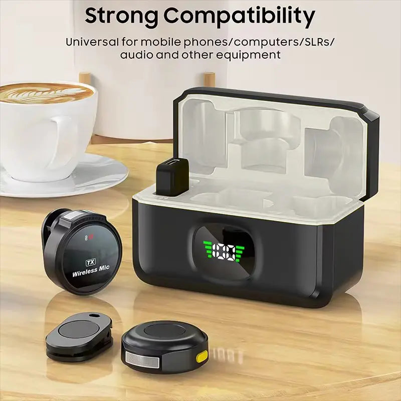 Ultra-Clear Wireless Lavalier Microphone with Smart LED Charging Case