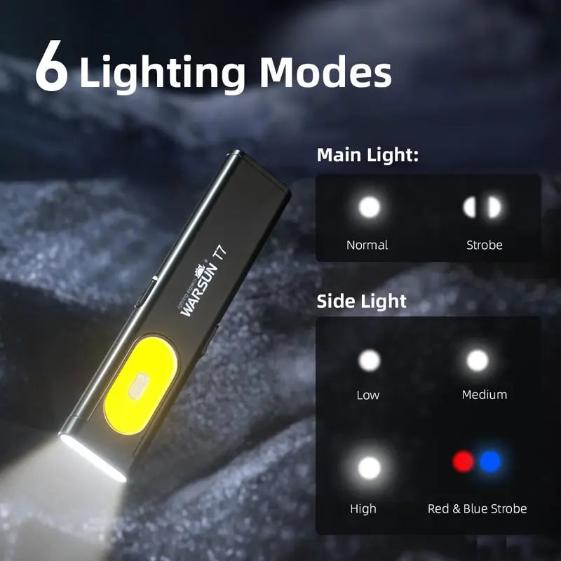 Ultra-Bright Rechargeable Pocket EDC Flashlight with COB Side Light