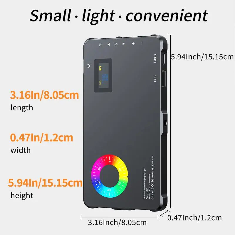 Portable Pocket RGB LED Video Light for Creator Studio