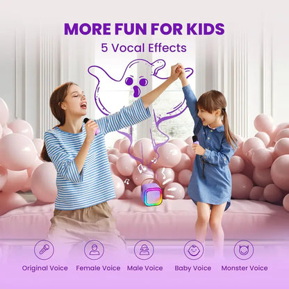 Mini Portable Bluetooth Karaoke Machine with Dual Wireless Microphones