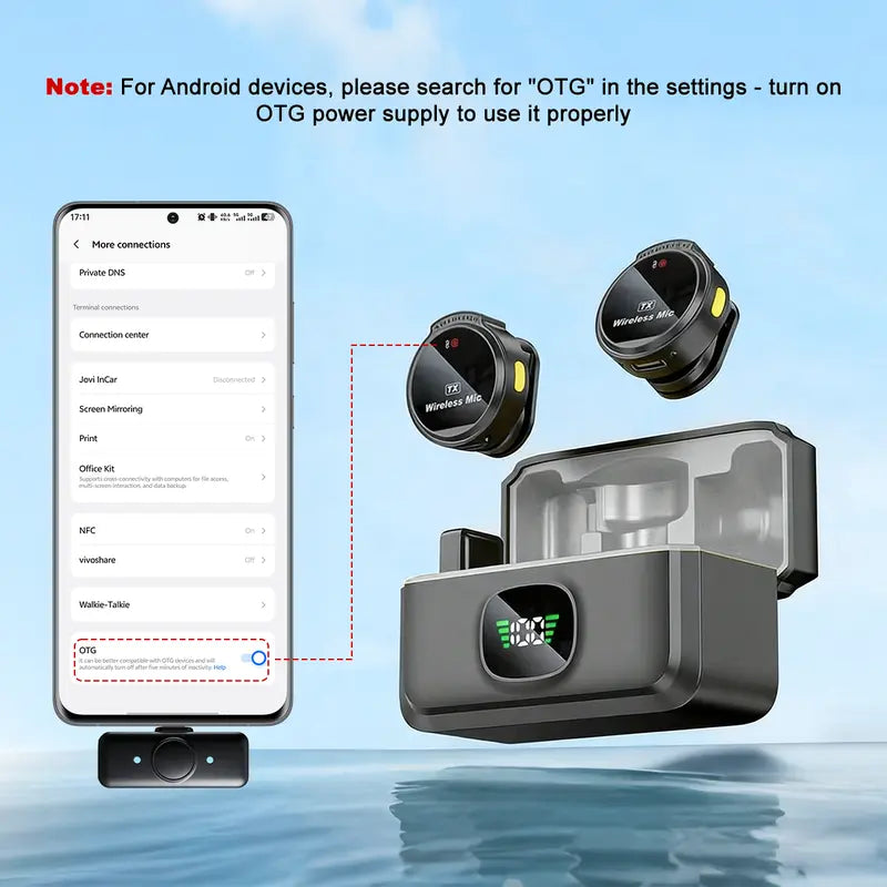 Ultra-Clear Wireless Lavalier Microphone with Smart LED Charging Case