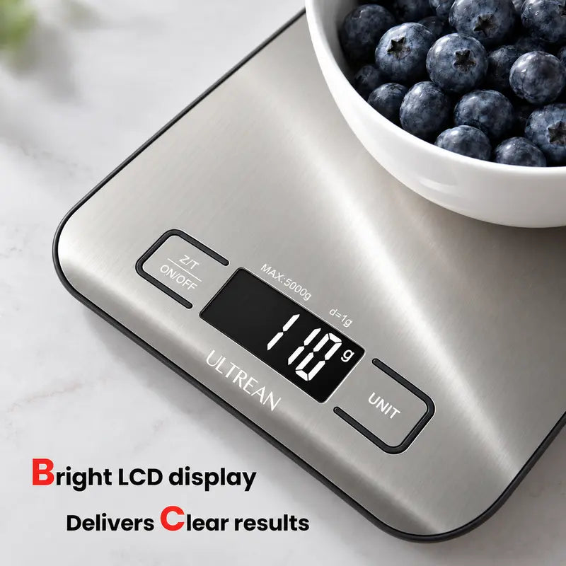 Ultra-Precision Digital Kitchen Food Scale - 1g High Accuracy & Easy Clean Stainless Steel