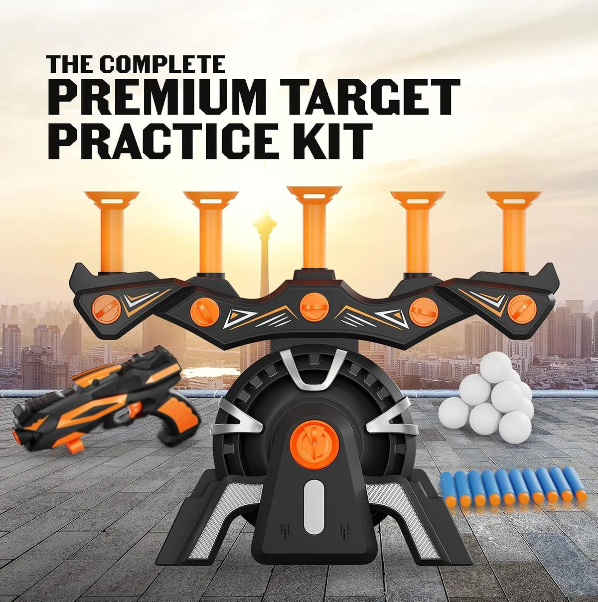 Floating Ball Shooting Target Set with Foam Blaster & Adjustable Airflow