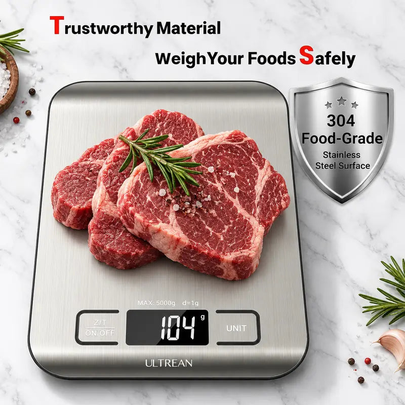 Ultra-Precision Digital Kitchen Food Scale - 1g High Accuracy & Easy Clean Stainless Steel