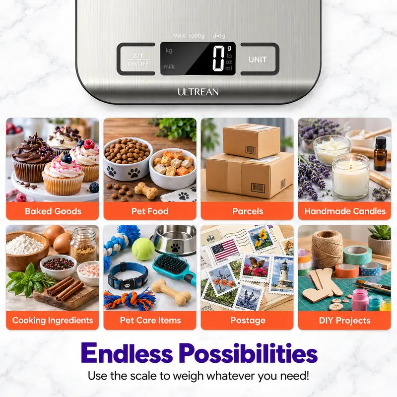 Ultra-Precision Digital Kitchen Food Scale - 1g High Accuracy & Easy Clean Stainless Steel
