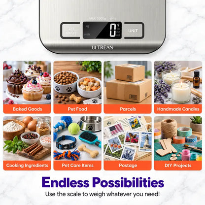Ultra-Precision Digital Kitchen Food Scale - 1g High Accuracy & Easy Clean Stainless Steel